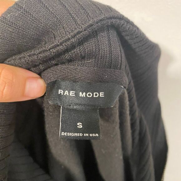 Rae Mode Black Half Zip Ribbed Pullover Sweatshirt Women’s Size Small Oversized - Picture 5 of 6